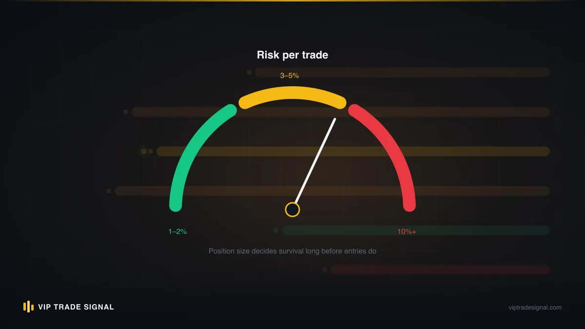 Risk dial showing gap exposure rising with position size relative to equity