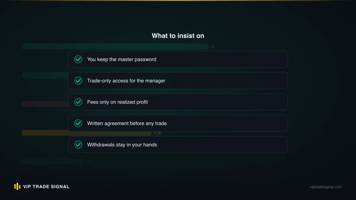 Pre-signing due-diligence checklist for a managed forex account
