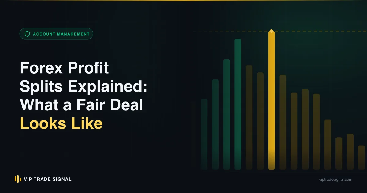 Illustration of a profit split between trader and account manager, showing how the calculation base changes the outcome