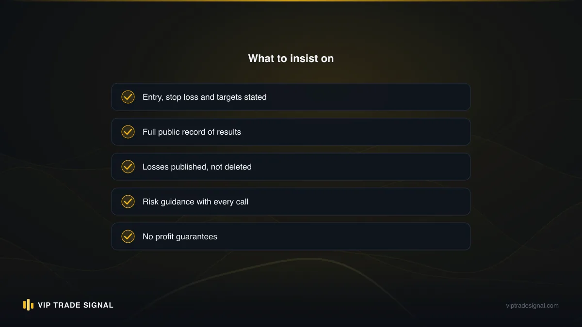 Checklist of due-diligence questions to put to any free signal provider before following a single trade