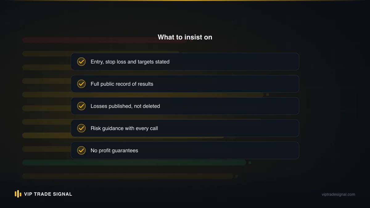Ten-point vetting checklist for a gold Telegram channel