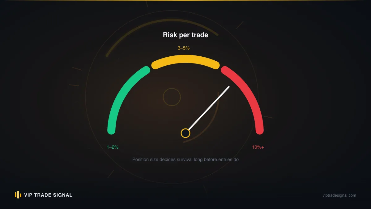 Risk gauge showing per-trade risk dialled down during a losing streak