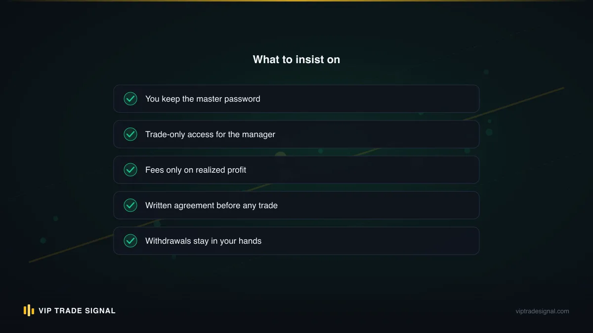 Checklist for verifying a forex account manager before granting any authority