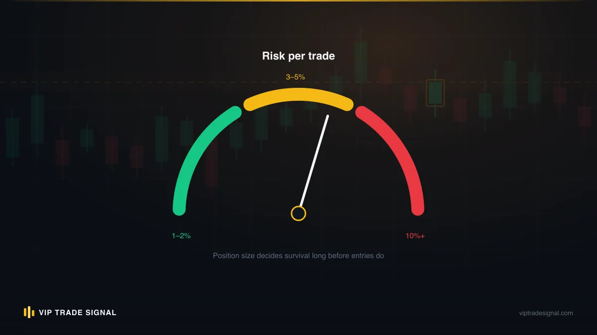 Gauge showing risk per trade in the survivable zone below 1.5%