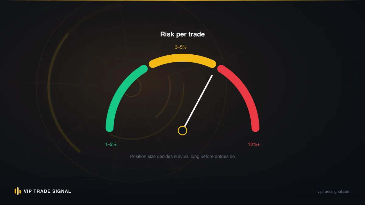 Risk gauge showing escape options arranged from low-risk full close to unbounded hold-and-hope