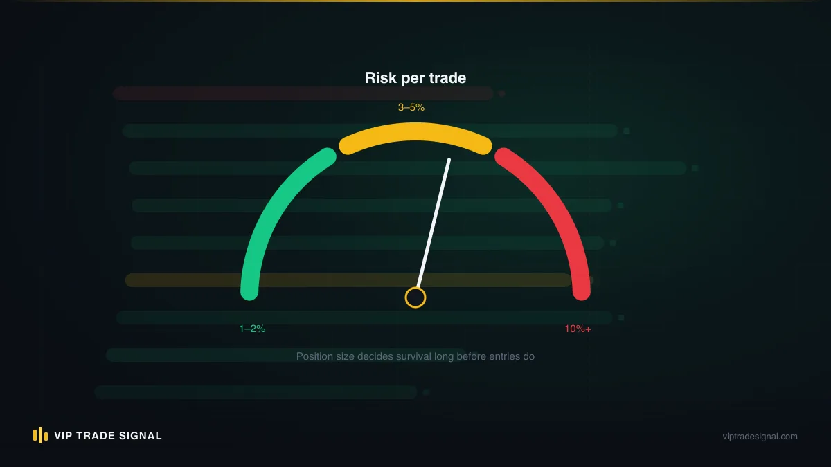 Risk gauge showing that even skilled management operates in the medium-to-high risk zone, never zero
