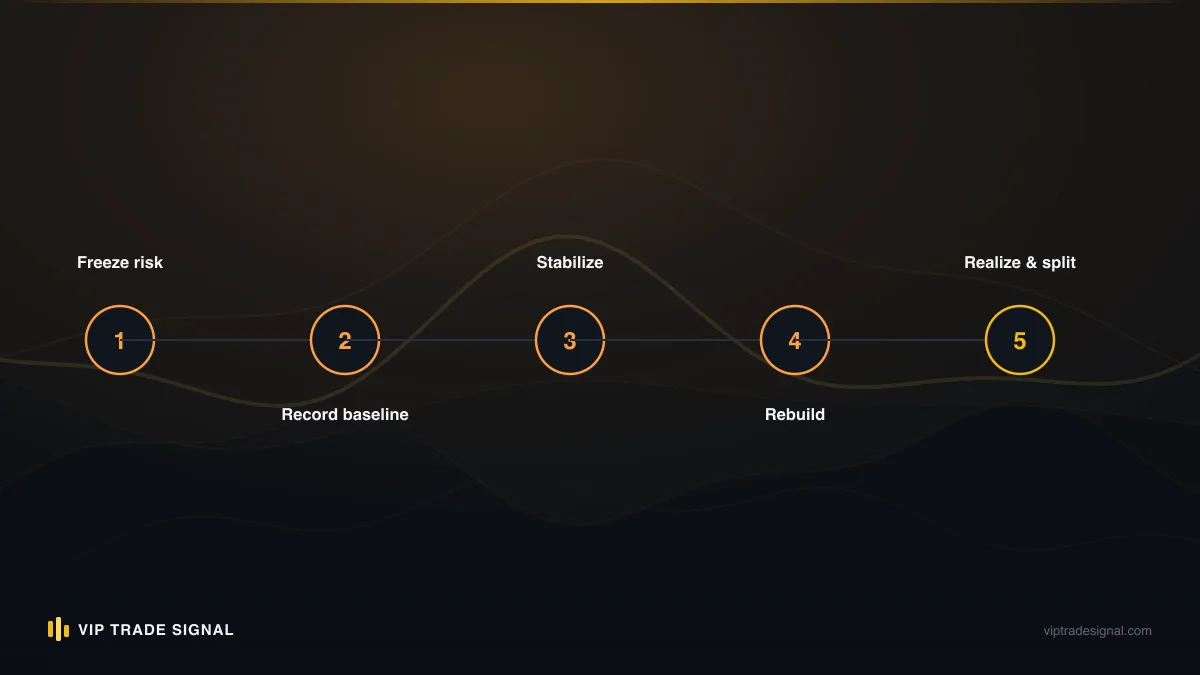 Diagram of three escalating stop levels from daily pause to weekly review to full reassessment