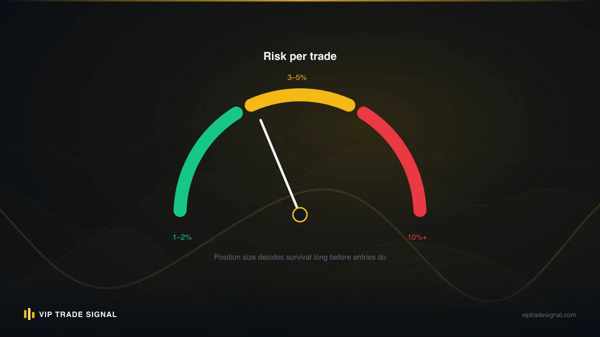 Risk gauge showing the difference between 1% and 10% risk per trade on the same account